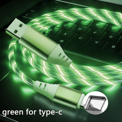 China Wholesale Fast Speed ​​Charging Data Line Luminous Line Streamlight Mobile Phone Cable Charging Cable Type C LED USB Cable for sale