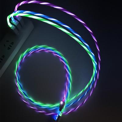 China Fast Charging Speed ​​1M 2M Wholesale Fast Charging USB Cable Phone Accessories LED Magnetic Flowing Light Usb Cable For Type C for sale