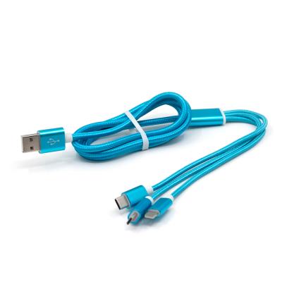 China High Quality Braided Charging Portable USB Cable Customized Logo MP3/MP4 Player Cable 3 in 1 Type-C Micro USB Cable for sale