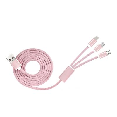 China MP3/MP4 Player Mailin Cable USB Charging Nylon Braided Fast Cable 3 IN 1 Mobile Phone Cable Custom Logo for sale