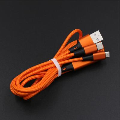 China MP3/MP4 Player Mailin Free Sample Factory OEM 3 In 1 Nylon Braided Micro USB Cable Type C USB Charging Cable for sale