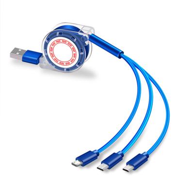 China Business Gift 3in1 USB Data Cable Retractable Charger Universal Multi USB Retractable Cable for sale