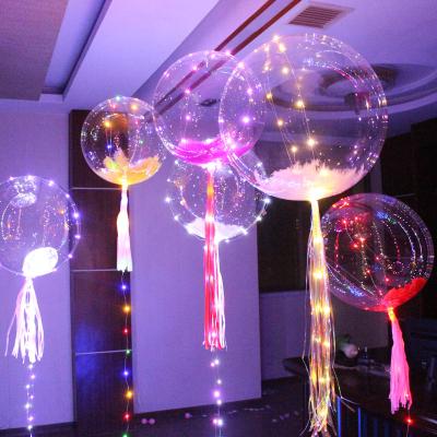 China Free Shipping 32 Inch Decoration LED Electric Fairy Lights Bobo Balloon With Feather for sale