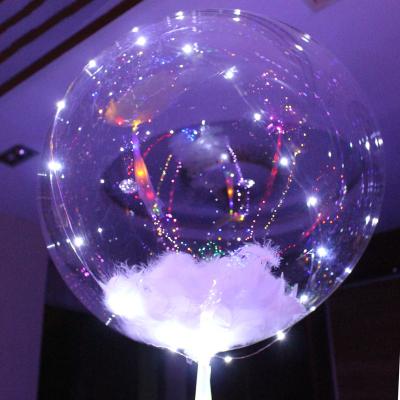 China Free Shipping CLEAR 18 Inch Decoration LED Light Bobo Balloon With Feather for sale