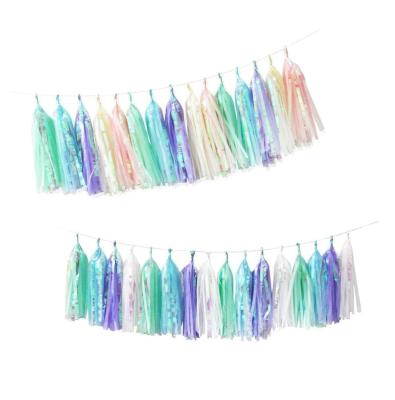 China Unicorn Mermaid Tissue Tassel Garland for Party Decoration 35CM for sale