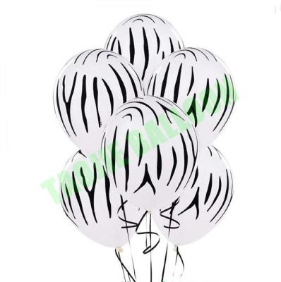 China Decoration 12 Inch Zebra-Stripe Safari Animal Printed Latex Qualatex Balloons Birthday Party for sale