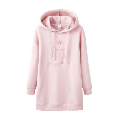 China Keep warm/No static/no fading autumn 2021 women's mid length embroidered loose hoodie hoodie for sale