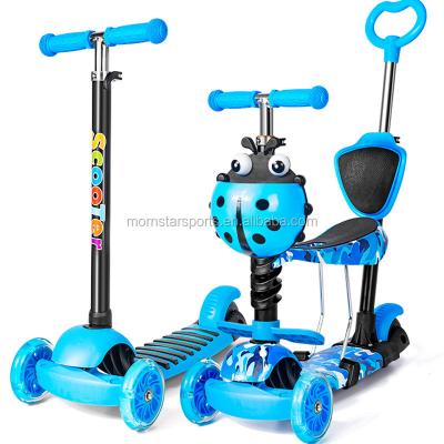 China High Rebound PU Wheels Mini Kick Scooter With Seat,Adjustable Baby Push Toddler Scooter 5-in-1 3 Kids Walker With Light Wheels for sale