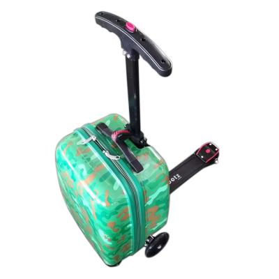 China Available Aluminum PC Three Wheel Travel Bag Kids Scooters Folding PC Luggage Scooter Suitcase For Kids for sale