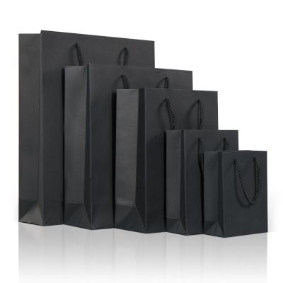 China Recyclable Custom Private Bag of Logo Printed Personalized Luxury Shopping Tote Gift Matte Black Paper for sale