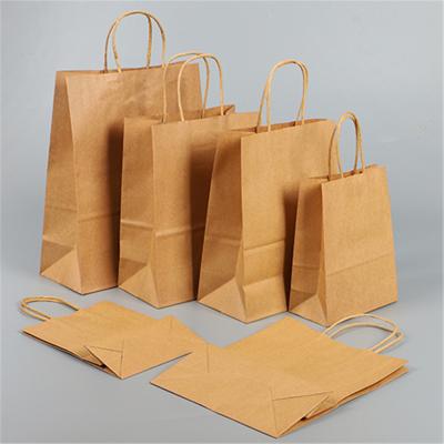 China Customized Recyclable Take Away Food Bag Fashion Shopping Bag Brown Kraft Paper Bags for sale