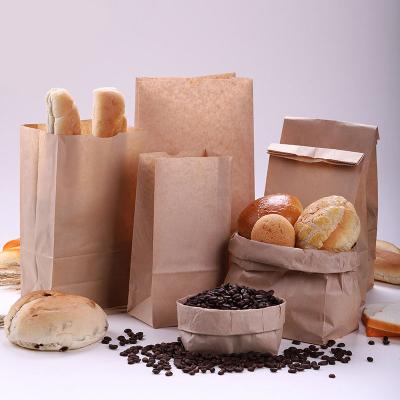 China Brown Kraft Recyclable Bread Takeout Paper Bags Heat Seal Recyclable Food And Beverage Packaging Flexo Printing for sale