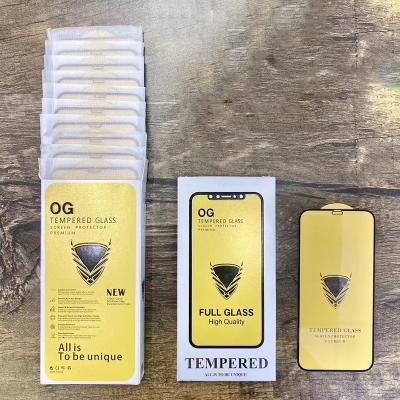 China High Quality Gold Glue Mobile Phone Armor 9H Mobile Phone OG Tempered Glass Full Glue Mobile Phone Screen Protector Film for sale