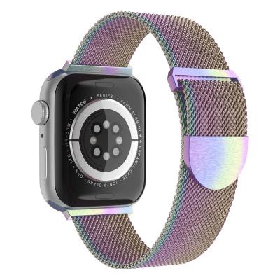 China Stainless Steel Correa Milanesa Magnetic Watch Band Magnetic Strap For Apple iWatch Series 7 Se Metal Milanese Watch Strap 6 5 4 3 for sale