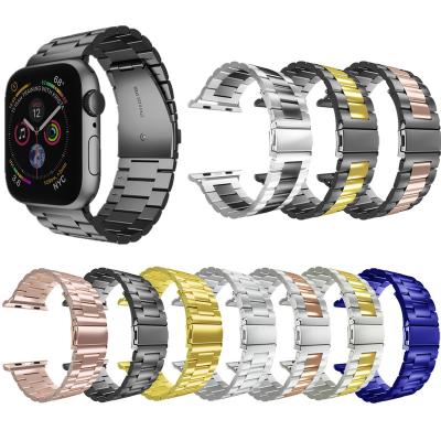 China Popular Luxury Metal Three Beads Stainless Steel banda de reloj de watch band For Apple Watch Adjustable Metal Strap For iWatch for sale