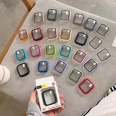 China Silicone For Apple Watch Case Series 7/6/5/4/3 Se 41 45mm Watch Case With Screen Protector for sale