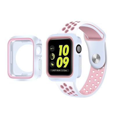 China Silicone TPU Case For Apple Watch Dual Color TPU Bumper Cover For iwacth 6 Series 5 7 reloj 38/40/41/42/44/45MM del del de 41mm 44mm cubierta de la caja for sale