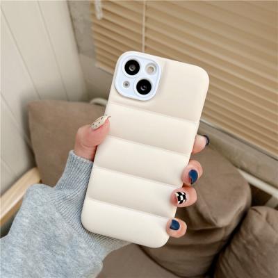 China Fashion brand shockproof cotton down jacket silicone cell phone cases back cover for iphone 13 12 11 pro X max XS XR 7 8 plus for sale