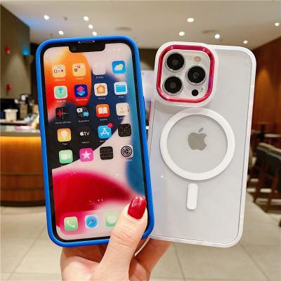 China View Camera Shockproof Metal Transparent Magnetic Magnetic Wireless Charger For Magsafe Acrylic Design TPU Phone Case For iPhone 13 Pro Max for sale