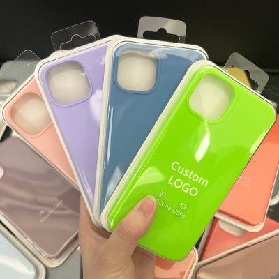 China Rubber Shockproof Silicone Phone Case For iphone 13 pro 12 11 XSmax Shockproof With Logo Liquid Silicon Phone Cases for sale