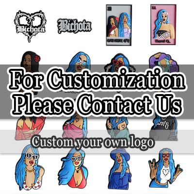 China Promotion Eco-Friendly Custom Croc Clog Charm Cartoon Customized Logo Metal /Pvc/Resin/Plastic Shoe Charms Diy Shoes Decoration for sale