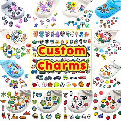 China Buckle Customized Croc Shoe Charms Cartoon PVC Rubber Shoe Charms Accessories For Kids Shoe Decoration Accessories for sale