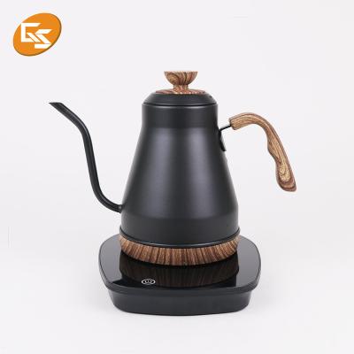 China Smart Wood Electric Temperature Gooseneck New Arrival 360 Degree Rotation Base Handle Variable Kettle for sale