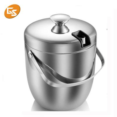 China Large durable stainless steel ice bucket with tongs and lid for sale