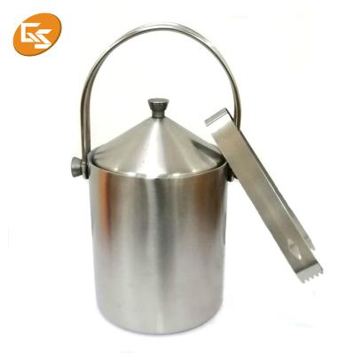 China Sustainable Hot Sale Hotel Metal Stainless Steel Insulated Ice Bucket With Lid for sale