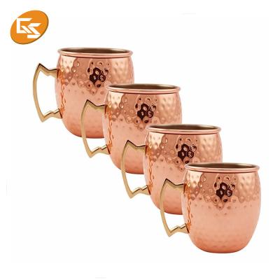 China Viable Wholesale Copper Mugs Hammered Moscow Mule Mugs Set Of 4 for sale