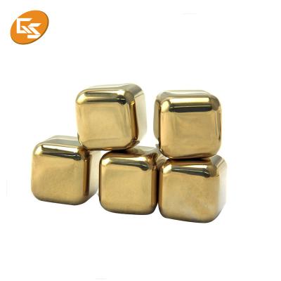 China Sustainable Custom Reusable Stainless Steel Gold Stainless Steel Square Ice Cube for sale