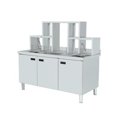 China Hotel restaurant supplies stylish heavy duty 304 stainless steel metal bar work table with cabinets for sale