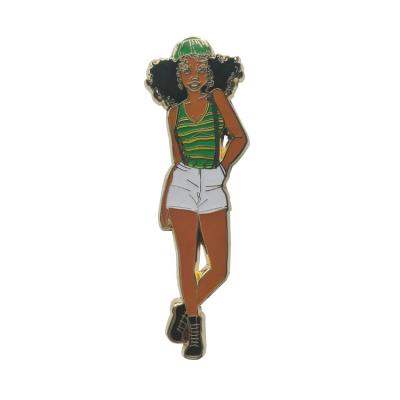 China Pretty Africa Girl Making Hard Enamel Pin Custom Feminist Enamel Pin Hard Enamel Pin Badge for sale