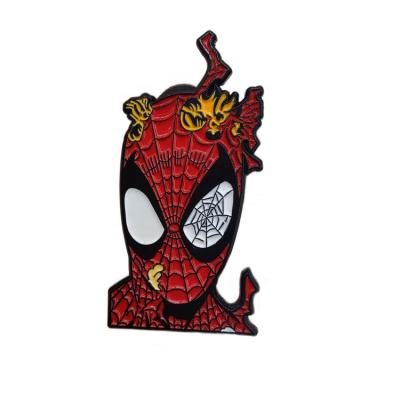 China Europe customized soft enamel pin black metal cartoon logo badge sale spider man anime enamel pin for sale