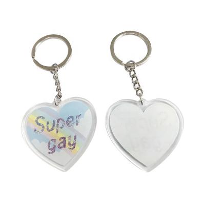 China Plastic Heart Shape Double Side Printed Edge Super Cheerful Clear Transparent Anime Acrylic Key Chain for sale