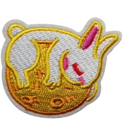 China Handmade cute 3d cute rabbit embroidery patch custom iron on patches flower patches custom embroidery for sale