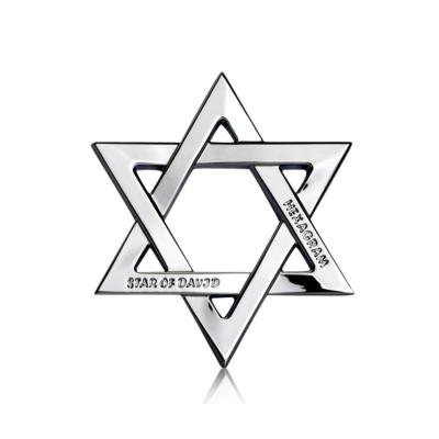 China Custom Silver Europe Metal Car Emblem Beautiful Hexagram Shaped Metal Car Emblem for sale