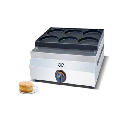 China Deli Free Shipping LPG Gas Type 110MM Big Cake 6 Holes Burger Pancake Machine for sale