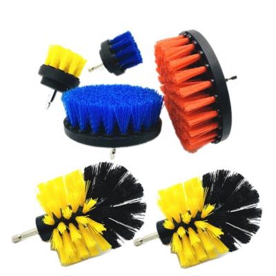 China Different Color Car Auto Wheel Drill Cleaning Detailing Brush With Steel Hex Axle for sale