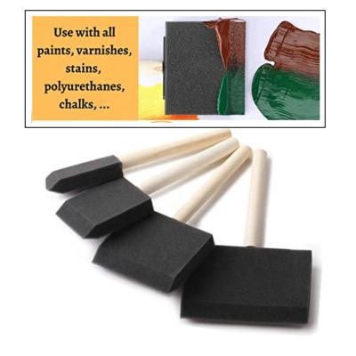 China Wooden Handle Poly Foam Paint Brush And Sponge Brush For Painting for sale