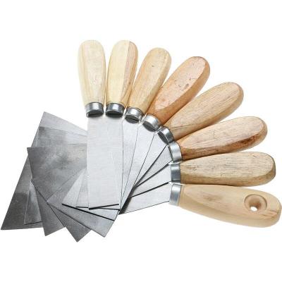 China Carbon Steel Rust Resistant Drywall Tool Steel Putty Knife Scraper With Wood Handle for sale