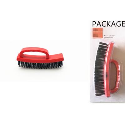 China Small Soft Handle Carbon Steel Brushes Heavy Duty Dust And Rust Remover Wire Cleaning Brush With Plastic Handle for sale