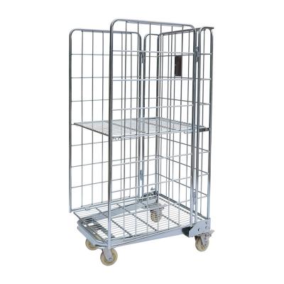 China Storage Galvanized Logistics Trolley Logistics Matching Trolley Folding Metal Cage for sale