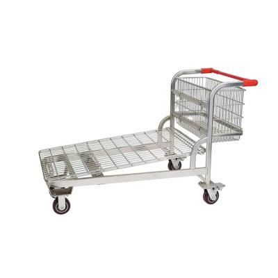 China Hot Sale Warehouse Folding Flat Shopping Trolley With Factory Price From Supermarket for sale