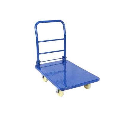 China Hot Sale Large Size Storage Load 500kg Platform Truck Steel Cargo Trolley Carts for sale