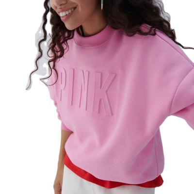 China Lady Embossed Embroidery Customized Print Crewneck Sweatshirt Women Breathable Fashionable Thick Turtle Neck Oversized Blank Sweatshirts for sale