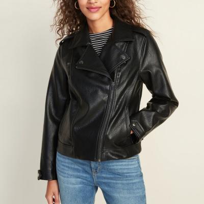 China Breathable Wholesale Autumn Jackets Women Fashion Street Wear Motorcycle Leather Jacket for sale