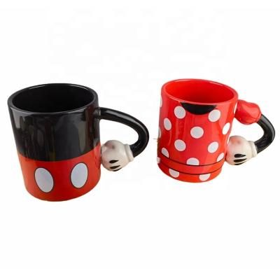 China Viable Success 3D Minnie Mickey Mouse Creative Amazon Coffee Cup Unique Ceramic Mug Water Mug For Kids Gifts for sale