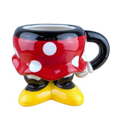 China Viable promotional creative 3D Minnie body shaped custom mickey mouse mug cartoon mug with handle di sney ceramic kids mug mug for sale