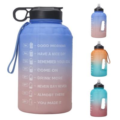 China Wholesale 2.2L PETG Logo Water Bottle Large Capacity Kettle Viable Leakproof Gradient Custom Made With Time Motivational Marker for sale